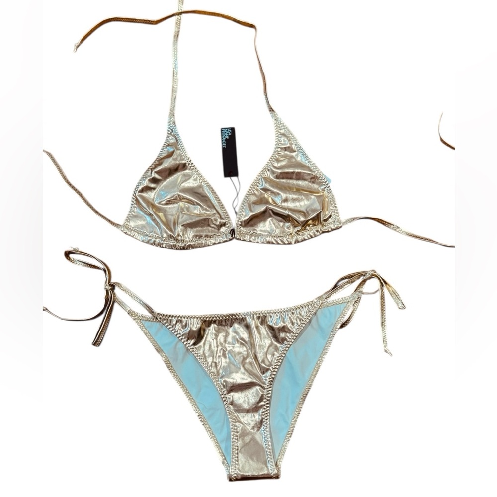 LISA MARIE FERNANDEZ****Rose Gold String Bikini Set***Size 3; Large***$398 NWT - Picture 3 of 3